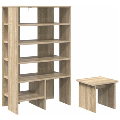 Mobile per scarpe 2 pcs Rovere Sonoma Legno multistrato - Foto 1