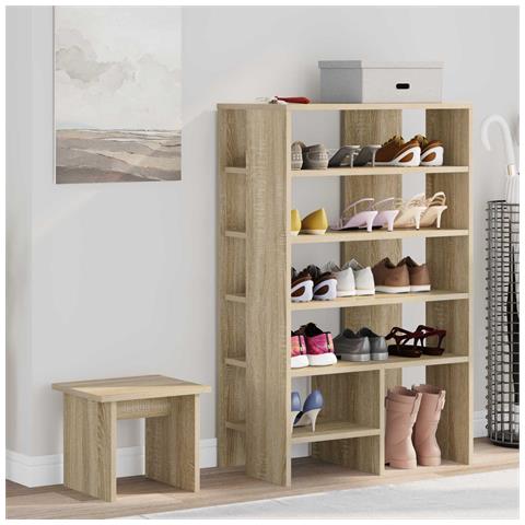 Mobile per scarpe 2 pcs Rovere Sonoma Legno multistrato - Foto 2