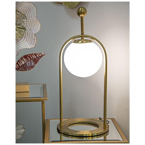 Lampada Da Tavolo Glamy Arc B In Ferro Dorato E Vetro Opalino Ø 21 Cm - Foto 6