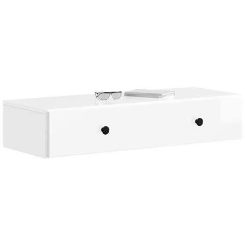 Tavolino da Parete Laterale Bianco Lucido 87,5 x 34,5 x 17 cm - Foto 2