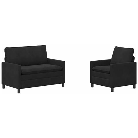 Set di divani 2 pcs Nero Velluto - Foto 1