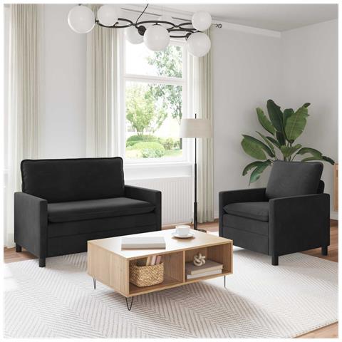 Set di divani 2 pcs Nero Velluto - Foto 2