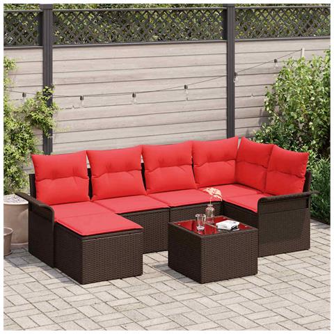 Set Divano da Giardino 7 pcs Marrone polyrattan - Foto 2