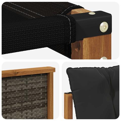 Set di divani da esterno con cuscino 6 pcs Naturale e Nero - Foto 9