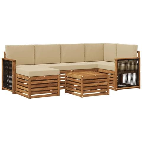 Set divano sezionale con cuscino 6 pcs Naturale - Foto 1