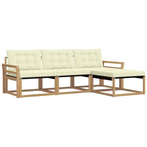 Set di divani da esterno con cuscino 4 pcs Bianco e Crema - Foto 1