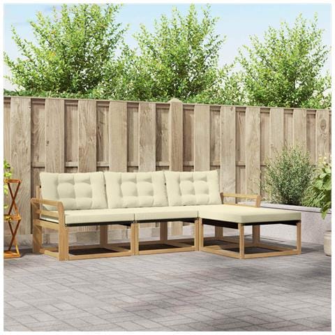 Set di divani da esterno con cuscino 4 pcs Bianco e Crema - Foto 2