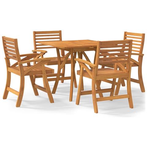 Set da Pranzo per Giardino 5 pz in Legno Massello di Acacia - Foto 1