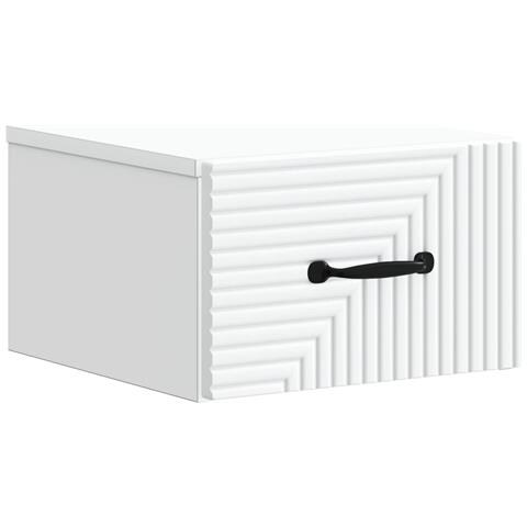 Mobiletto da notte a muro con cassetto Bianco 34,5 x 33 x 20 cm - Foto 1