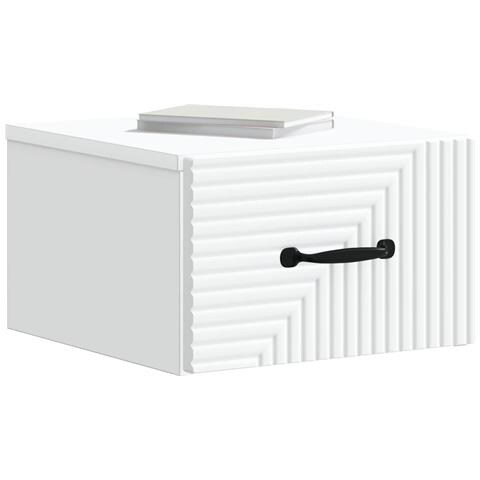 Mobiletto da notte a muro con cassetto Bianco 34,5 x 33 x 20 cm - Foto 2
