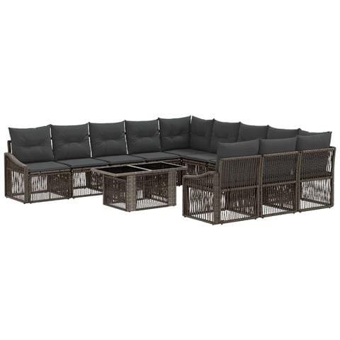 Set Divano da Giardino 12 pz Grigio e Grigio Scuro polyrattan - Foto 1