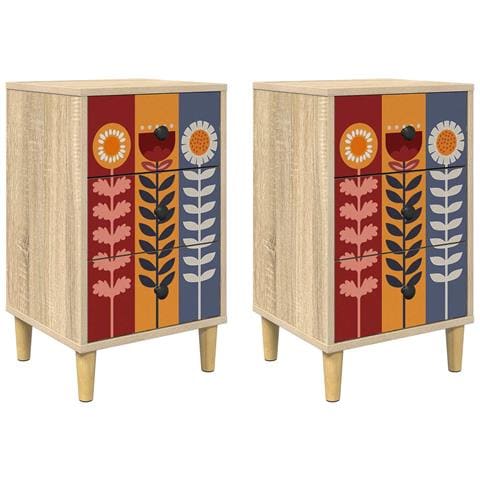 Armadio da Notte ESSEN 2 pz Rovere Sonoma 36 x 33 x 60 cm - Foto 1