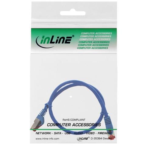 cavo patch per rete dati lan cat. 6, 2x rj45, doppia schermatura sftp (pimf) , halogenfree, colore blu, 0,3m - Foto 2