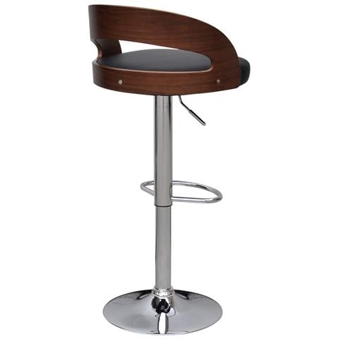 Set 2 Pz Sgabello Da Bar In Legno Curvato Con Schienale Regolabile - Foto 2