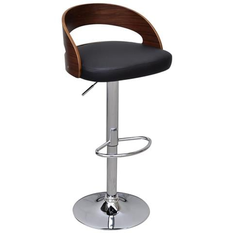 Set 2 Pz Sgabello Da Bar In Legno Curvato Con Schienale Regolabile - Foto 8