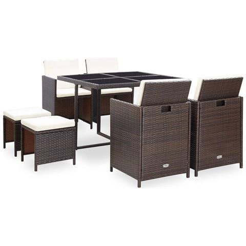 Set Da Pranzo Esterno 21 Pezzi In Polyrattan Marrone - Foto 1