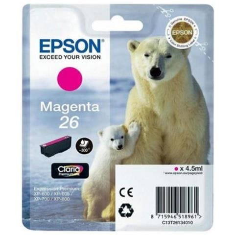 Originale T2613 Magenta C13t26134010 Expression Premium Xp600 Xp605 Xp700 Xp800 26 Capacita' 4.5ml 300 Pagine - Foto 1