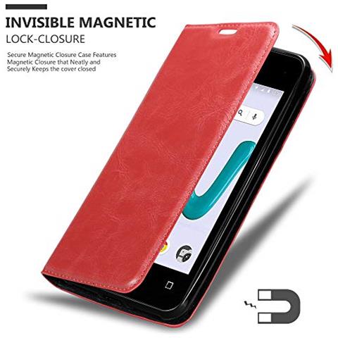 Custodia Compatibile Con Wiko Sunny 3 Mini In Rosso Mela - Coperchio Protettiva Con Chiusura Magnetica, Funzione Stand E Tasca Per Le Carte - Foto 2