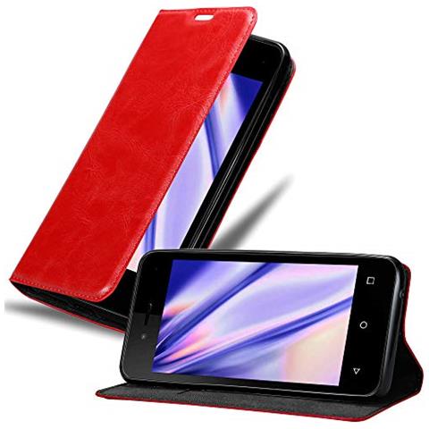 Custodia Compatibile Con Wiko Sunny 3 Mini In Rosso Mela - Coperchio Protettiva Con Chiusura Magnetica, Funzione Stand E Tasca Per Le Carte - Foto 1
