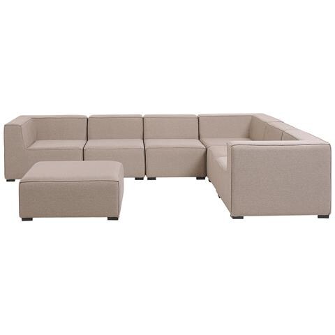 Salotto Modulare Da Giardino In Tessuto Beige A 7 Posti Arezzo - Foto 15