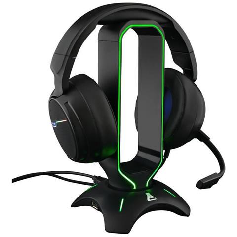 G-lab K-stand Radon Gaming Headset Stand - Rgb Retroilluminazione Hub Usb 2 X 2.0 Anti-slip Base - Stand Universale Per Pc Ps4 Xbox One Nintendo Interruttore Gaming Headset (black)  - Foto 1