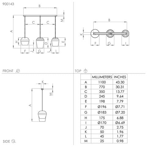 Lampadario Contemporaneo Cambaito 3 Luci Acciaio Avorio - Foto 2