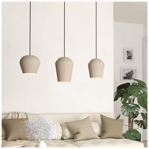 Lampadario Contemporaneo Cambaito 3 Luci Acciaio Avorio - Foto 1