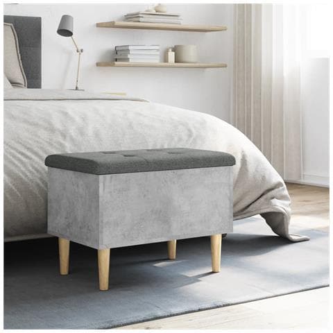Panca Portaoggetti Grigio Cemento 62x42x46 Cm Legno Multistrato - Foto 3