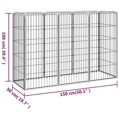 Box Cani 8 Pannelli Nero 50x100 Cm Acciaio Verniciato Polvere - Foto 7