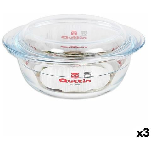 Casseruola Con Coperchio Quttin Vetro 1,1 + 0,3 L (3 Unità) - Foto 1