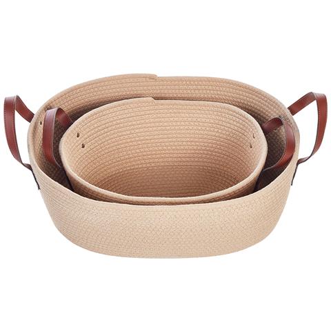 Set Di 2 Cestini Gissar Cotone Beige Chiaro - Foto 2