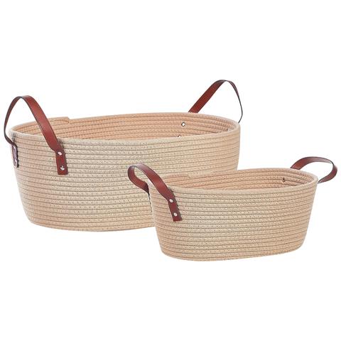 Set Di 2 Cestini Gissar Cotone Beige Chiaro - Foto 10