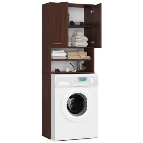 Mobile Alto, Collona da Bagno FIN per Lavatrice, 2 ante, 64x30x180 cm, Colore Weng? - Foto 2