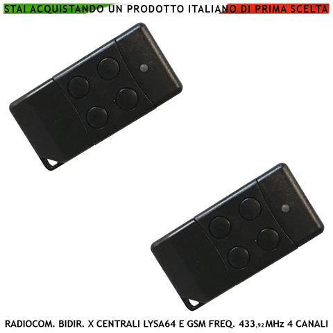 Telecomando 4 Canali Frequenza 433,92 Mhz 2 Pezzi Per Inserimento E Disinserimento Totale E Parziale Di Allarme Lysa64 - Foto 1