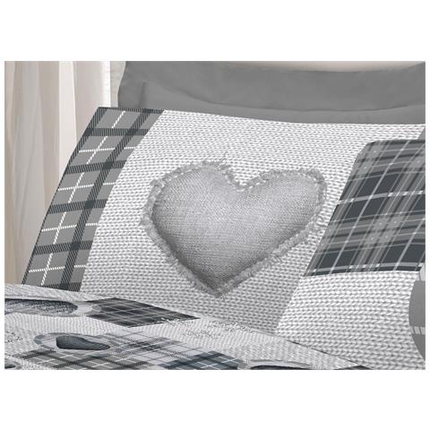 Completo Lenzuola Linea Pensieri Delicati 100% Cotone Disegno Love Mountain Singolo Grigio - Foto 5