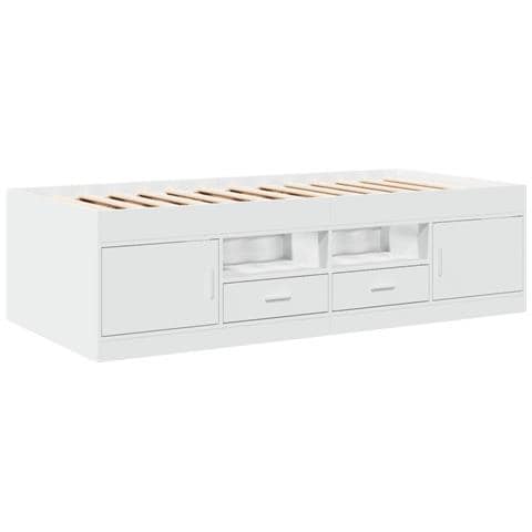 Divano Letto Con Cassetti Bianco 90x190 Cm In Legno Multistrato - Foto 1