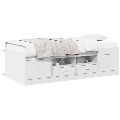 Divano Letto Con Cassetti Bianco 90x190 Cm In Legno Multistrato - Foto 8