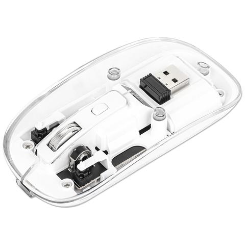 Mouse Ottico Wireless 800-1600 Dpi Con Micro Ricevitore Usb Bianco Trasparente - Foto 1