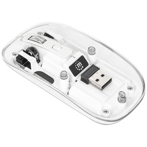 Mouse Ottico Wireless 800-1600 Dpi Con Micro Ricevitore Usb Bianco Trasparente - Foto 2