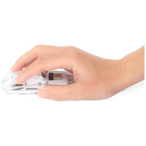 Mouse Ottico Wireless 800-1600 Dpi Con Micro Ricevitore Usb Bianco Trasparente - Foto 3
