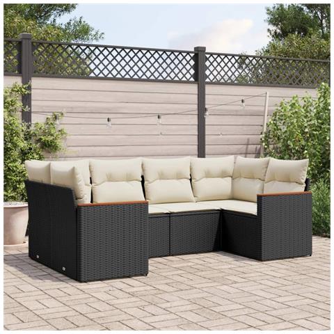 Set Divano Da Giardino 6 Pz Con Cuscini Nero In Polyrattan - Foto 3