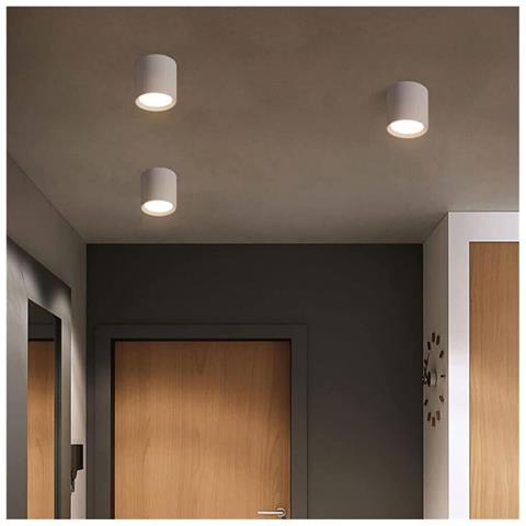 Portafaretto Gesso Da Soffitto Gu10 Porta Faretto Cilindro Bianco Verniciabile - Foto 2