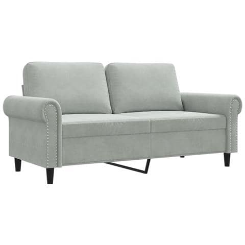 Divano A 2 Posti Grigio Chiaro 140 Cm In Velluto - Foto 2