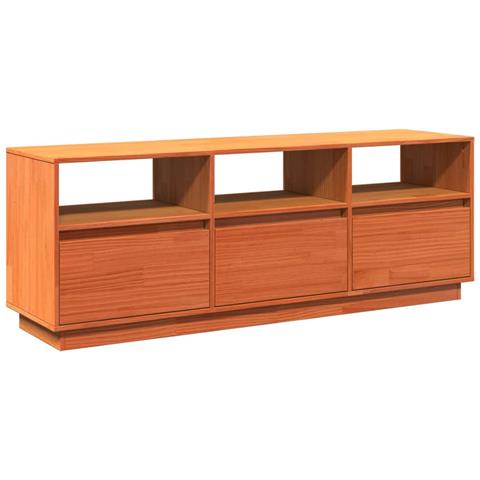 Mobile Tv Marrone Cera 140x37x50 Cm Legno Massello Di Pino - Foto 2