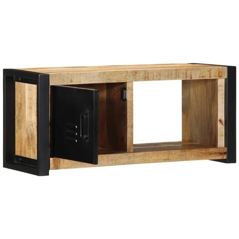 Mobile Porta Tv 80x30x35 Cm In Legno Massello Di Mango Grezzo - Foto 2