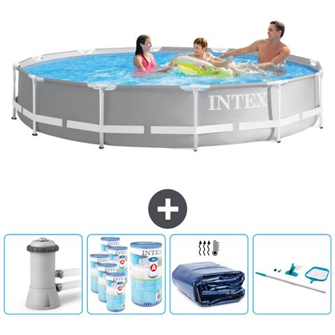 Piscina Fuori Terra - In Giro - 366x366x76 Cm - Grigio - Include Accessori Coordinati Cb90 - Foto 1