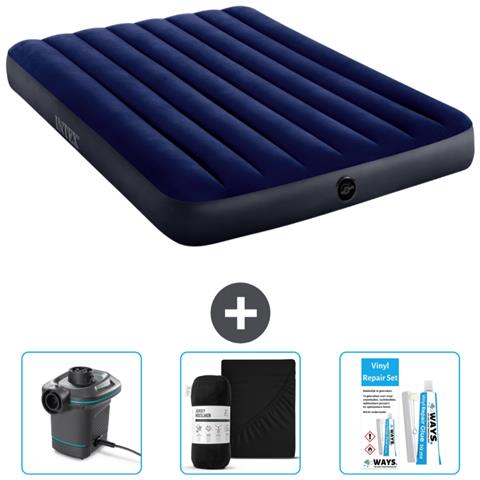 Set Materassino Gonfiabile - 191x137x25 Cm - Blu - Include Accessori Coordinati - Foto 1
