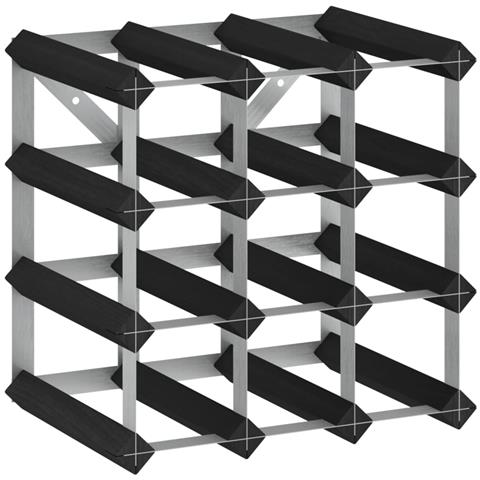 Portavini Da 12 Bottiglie Nero In Legno Massello Di Pino - Foto 1