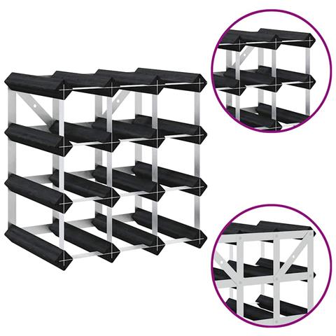 Portavini Da 12 Bottiglie Nero In Legno Massello Di Pino - Foto 8