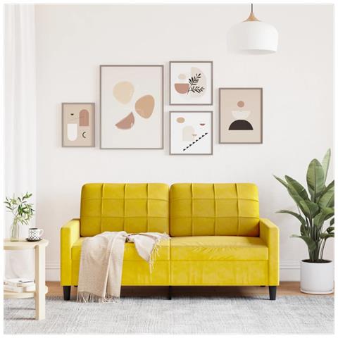 Lusso Casadino -  Divano A 2 Posti Giallo 140 Cm In Velluto - Foto 2
